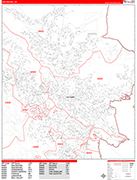 San Rafael  Wall Map Red Line Style